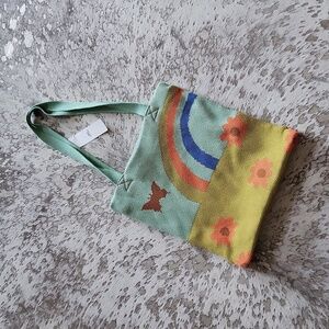 Urban Outfitters Knit Satchel Rainbow Butterfly Floral NWT